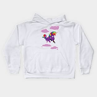 Lil Smokey the Rainbow Unicorn (w/ clouds) Kids Hoodie